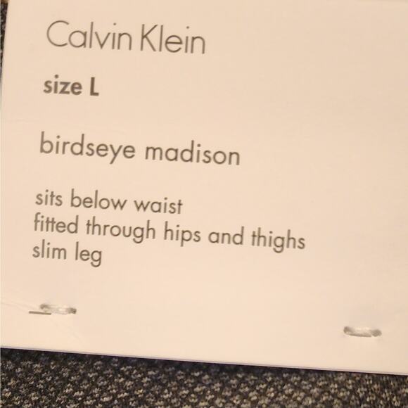 Calvin Klein Birdseye Slim Leg Ponte Pants Dark Academia Office Siren Size L NWT - Picture 5 of 8